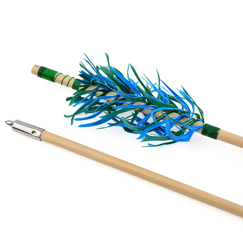 12X Wooden Arrows Handmade Shaft Archery Flu-Flu Spiral Wrap Feather Longbow Hunt